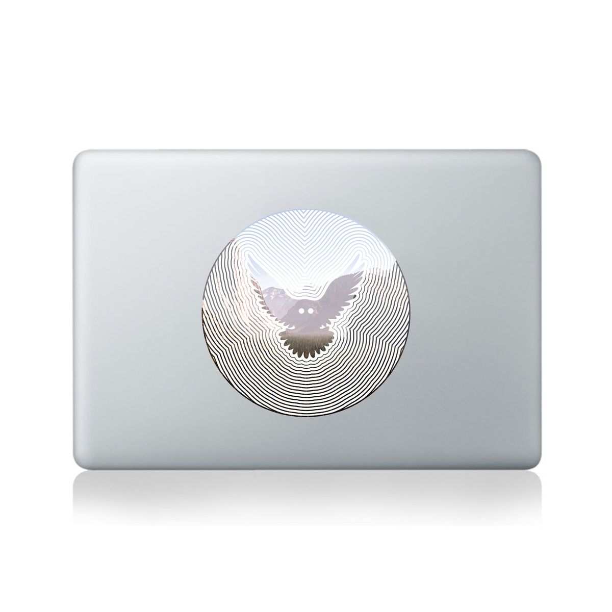 Owl Landscape Mandala Macbook Sticker